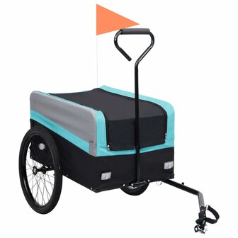 Fietskar 2-in-1 aanhanger loopwagen XXL blauw grijs en zwart