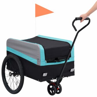 Fietskar 2-in-1 aanhanger loopwagen XXL blauw grijs en zwart