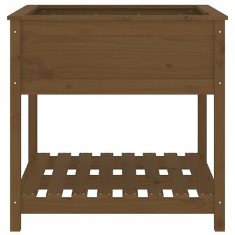 Plantenbak met schap 82,5x82,5x81 cm grenenhout honingbruin