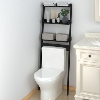 Toiletrek 63,5x32x179 cm massief grenenhout zwart