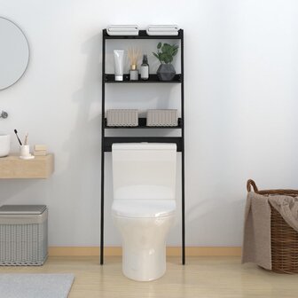 Toiletrek 63,5x32x179 cm massief grenenhout zwart