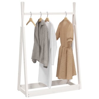 Kledingrek 100x45x150 cm massief grenenhout wit