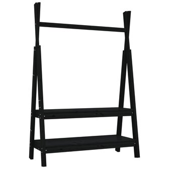 Kledingrek 100x45,5x150 cm massief grenenhout zwart