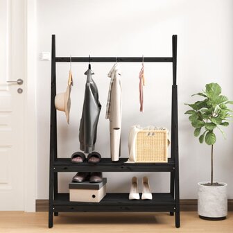 Kledingrek 100x45,5x150 cm massief grenenhout zwart