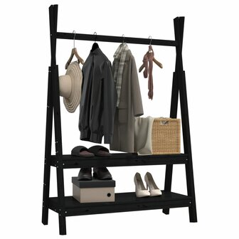 Kledingrek 100x45,5x150 cm massief grenenhout zwart