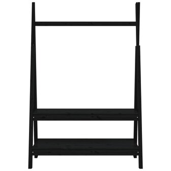 Kledingrek 100x45,5x150 cm massief grenenhout zwart