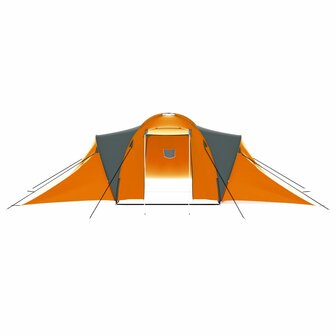 Tent 9-persoons stof grijs en oranje