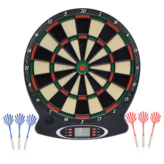 Dartbord elektrisch met darts polypropeen zwart
