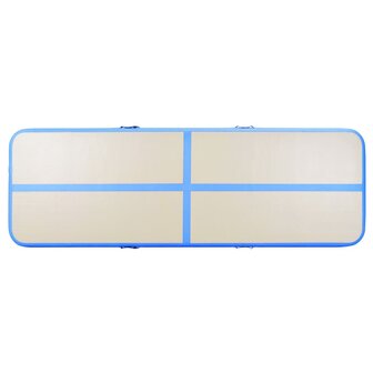Gymnastiekmat met pomp opblaasbaar 300x100x10 cm PVC blauw