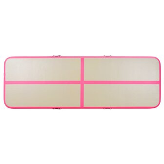 Gymnastiekmat met pomp opblaasbaar 800x100x10 cm PVC roze