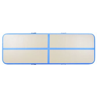 Gymnastiekmat met pomp opblaasbaar 800x100x10 cm PVC blauw