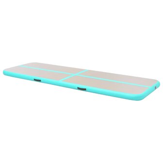 Gymnastiekmat met pomp opblaasbaar 800x100x10 cm PVC groen
