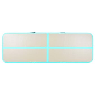 Gymnastiekmat met pomp opblaasbaar 800x100x10 cm PVC groen