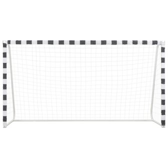 Voetbaldoel 300x160x90 cm metaal zwart en wit