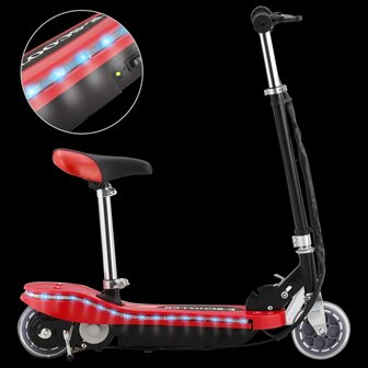 Step elektrisch met zitje en LED 120 W rood
