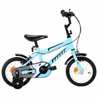 Kinderfiets 12 inch zwart en blauw