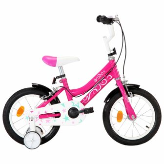 Kinderfiets 14 inch zwart en roze