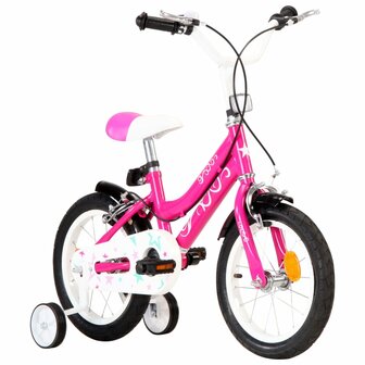 Kinderfiets 14 inch zwart en roze
