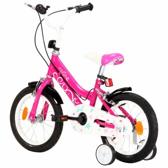 Kinderfiets 14 inch zwart en roze