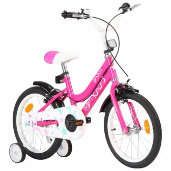 Kinderfiets 16 inch zwart en roze