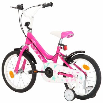 Kinderfiets 16 inch zwart en roze