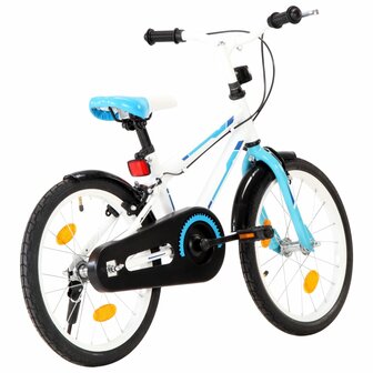 Kinderfiets 18 inch blauw en wit