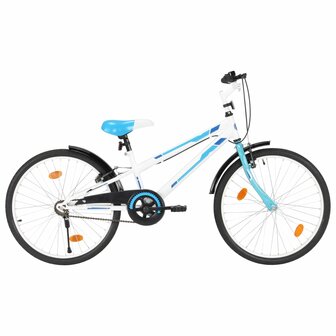 Kinderfiets 24 inch blauw en wit