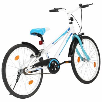 Kinderfiets 24 inch blauw en wit