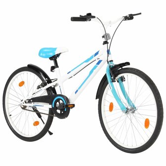 Kinderfiets 24 inch blauw en wit