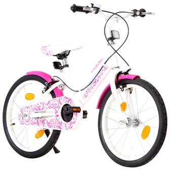 Kinderfiets 18 inch roze en wit