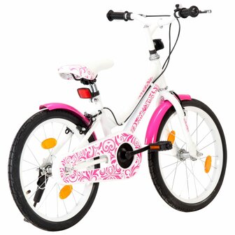Kinderfiets 18 inch roze en wit