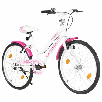 Kinderfiets 24 inch roze en wit