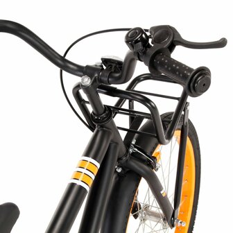 Kinderfiets met voordrager 18 inch zwart en oranje