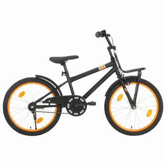Kinderfiets met voordrager 20 inch zwart en oranje