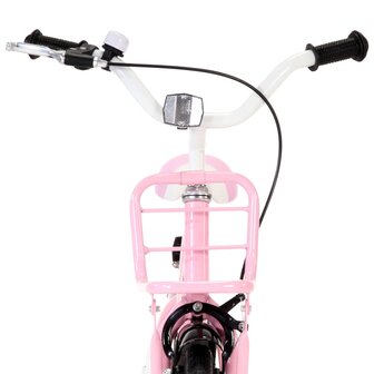 Kinderfiets met voordrager 12 inch wit en roze