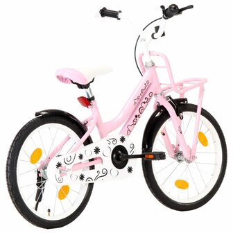 Kinderfiets met voordrager 18 inch roze en zwart