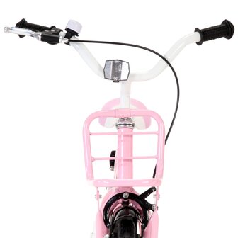 Kinderfiets met voordrager 18 inch roze en zwart