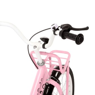 Kinderfiets met voordrager 18 inch roze en zwart