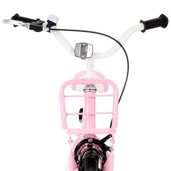 Kinderfiets met voordrager 20 inch roze en zwart