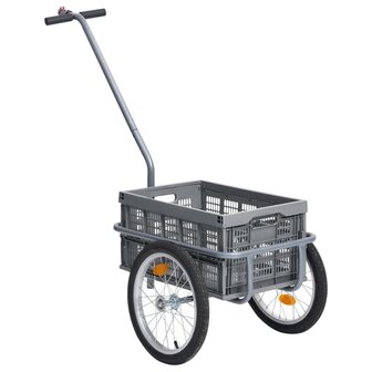 Fietskar met inklapbare transportbox 50 L 150 kg grijs