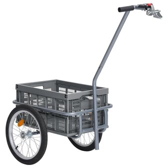 Fietskar met inklapbare transportbox 50 L 150 kg grijs