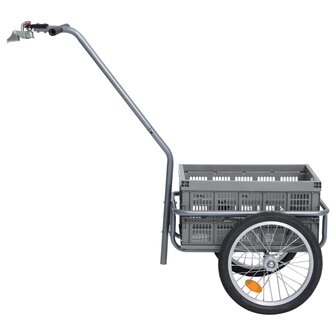 Fietskar met inklapbare transportbox 50 L 150 kg grijs