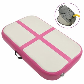 Gymnastiekmat met pomp opblaasbaar 60x100x20 cm PVC roze