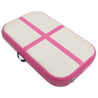 Gymnastiekmat met pomp opblaasbaar 60x100x20 cm PVC roze