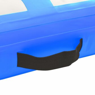 Gymnastiekmat met pomp opblaasbaar 400x100x15 cm PVC blauw