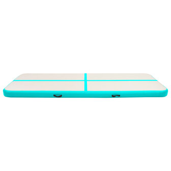 Gymnastiekmat met pomp opblaasbaar 400x100x15 cm PVC groen