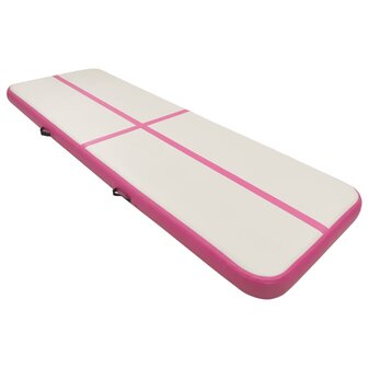 Gymnastiekmat met pomp opblaasbaar 300x100x20 cm PVC roze