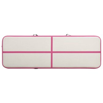 Gymnastiekmat met pomp opblaasbaar 300x100x20 cm PVC roze