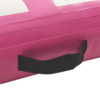 Gymnastiekmat met pomp opblaasbaar 500x100x20 cm PVC roze