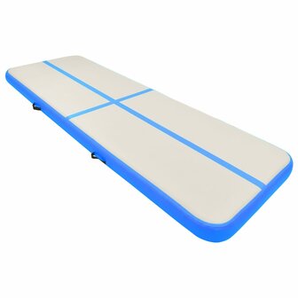 Gymnastiekmat met pomp opblaasbaar 500x100x20 cm PVC blauw